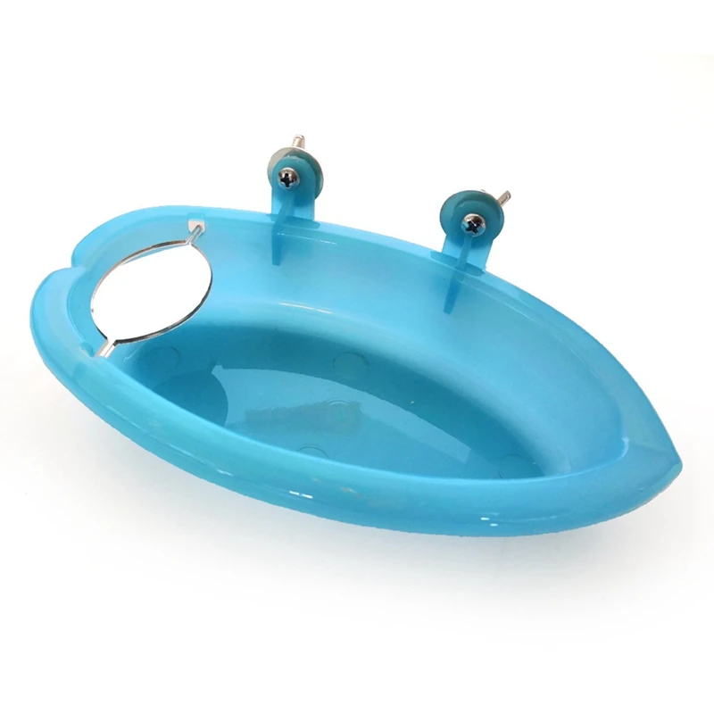 Bird Bathtub With Mirror Toy And Food Feeder Bowl For Parrot Parakeet Cockatiel Finch Canary African Grey Cockatoo