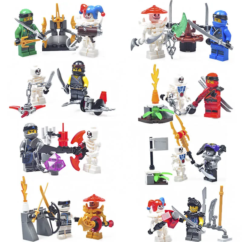 Экшн-фигурки совместимые с LegoINGlys ninjagoo Lys золотые миньфиги-ниндзи мотоциклами Skylor