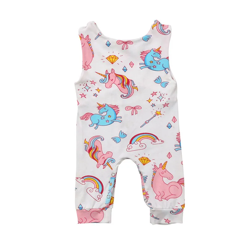 Lovely Unicorn Horse Newborn Infant Baby Girl Floral Romper Sleeveless
