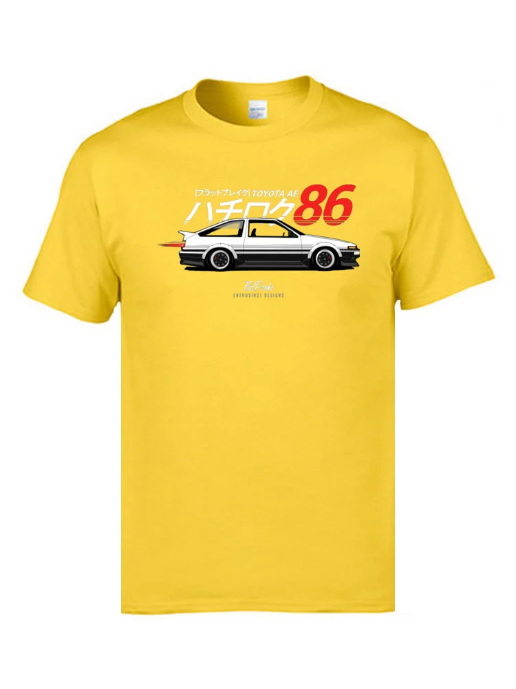 AE86 Начальная D JDM футболки GTR японские автомобили двигатель Тип мужские s хлопок Мужская Классическая футболка обычный Свитшот автомобиль - Цвет: Золотой