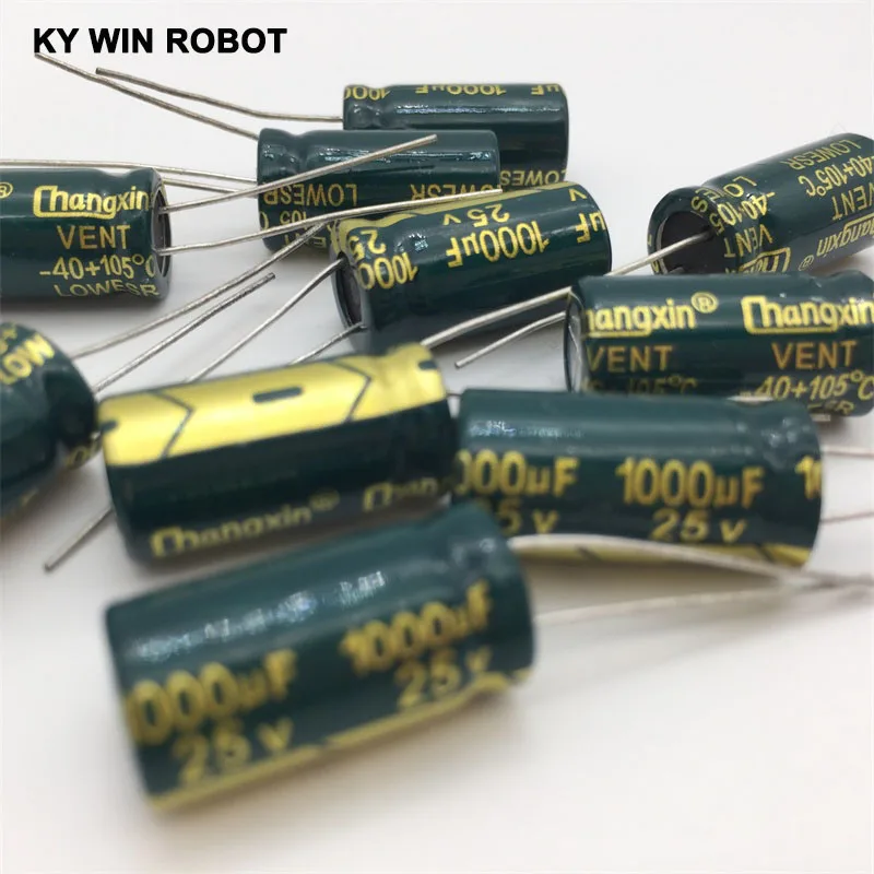 10pcs 1000uf 25v Aluminum Electrolytic Capacitor