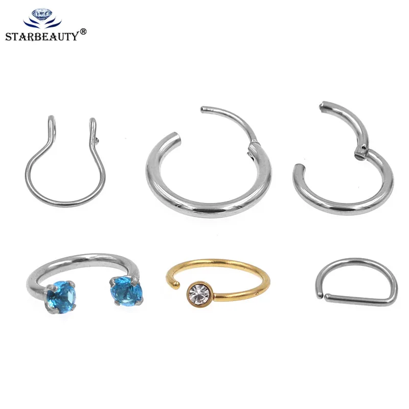 

6Styles High Quality Surgical Steel Small Endless Hoop Rings Lip Nose Ear Studs Endless earring Piercing Stud Nightclub Jewelry