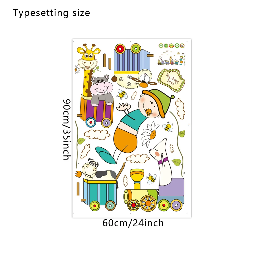 Cartoon Animal Train Wall Stickers for Children room Bedroom Kindergarten Wall Decoration Art Wall Decals Murals Wallpaper dc8