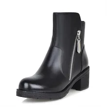 Winter Genuine Leather Women Ankle Boots High heels Fashion Platform Ladies Sexy Woman Black fashion ankle