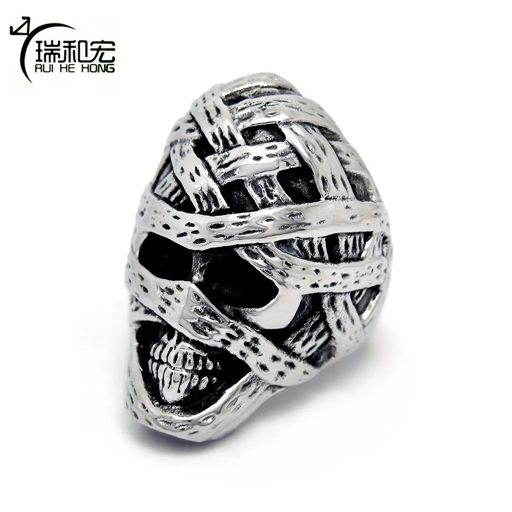 Mummy Man Skull Ring Stainless Steel Punk Style Rings Rock Male Jewelry Individuality Accessories Wholesale | Украшения и