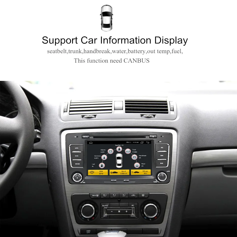 Top Wholesale! Quad Core HD1024*600 android 8.1 car dvd player for Skoda Octavia 2009 2010 2011 2012 2013 head unit with BT wifi FM 9