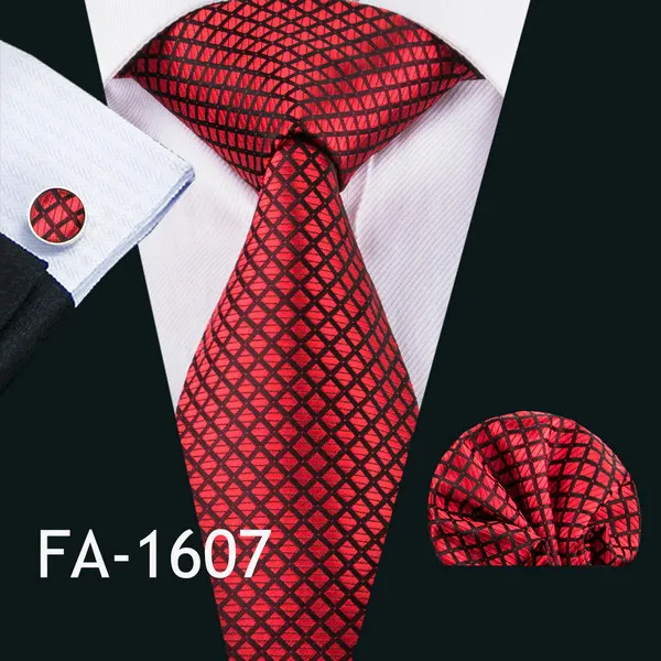 Barry. Wang, Новое поступление, мужские галстуки для мужчин, красные галстуки, набор, модный, тканый, на шею, галстук, Hanky, запонки, набор для свадьбы, вечеринки, бизнеса - Цвет: FA-1607