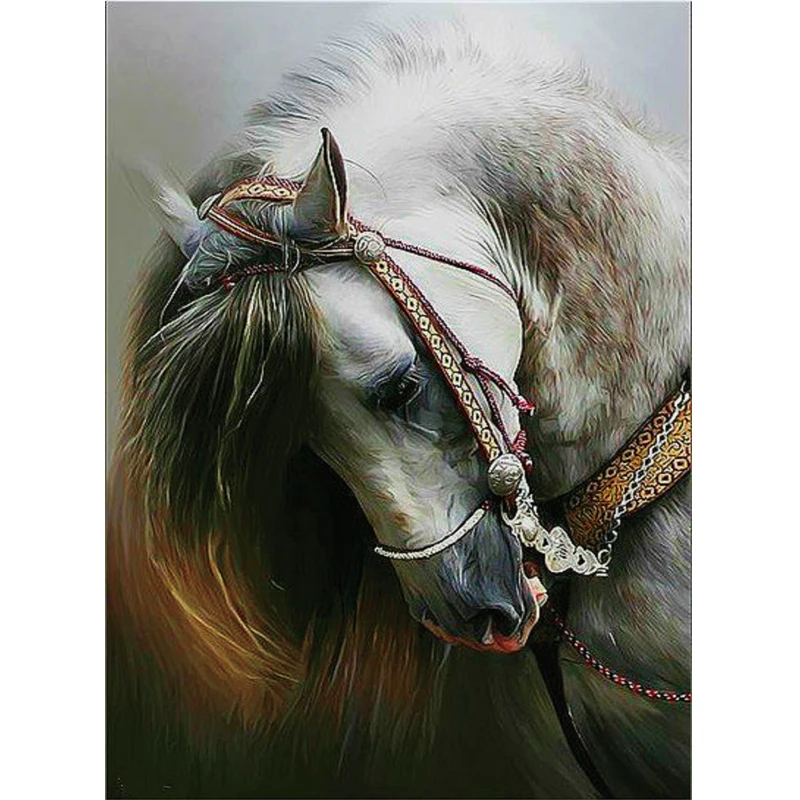 Diy 5d Diamond Painting Embroidery White Horse Full Square Round Daimond Cross Stitch Mosaic Home Decoration Gift | Дом и сад
