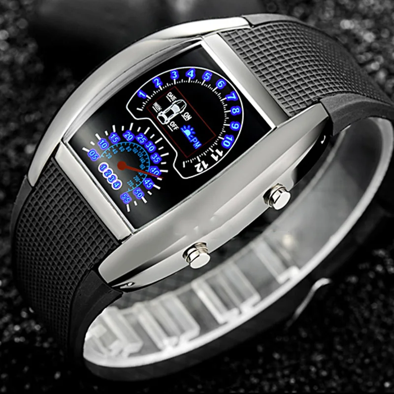 

Fashion Men's Watch Unique LED Double seconds Digital Watch men Rubber Electronic Sport Watches relogio masculino reloj hombre