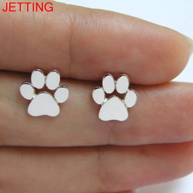 Jetting 1pair Paw Print Earrings For Women Cat And Dog Stud Jetting 1pair Paw Print Earrings For Women Cat And Dog Stud