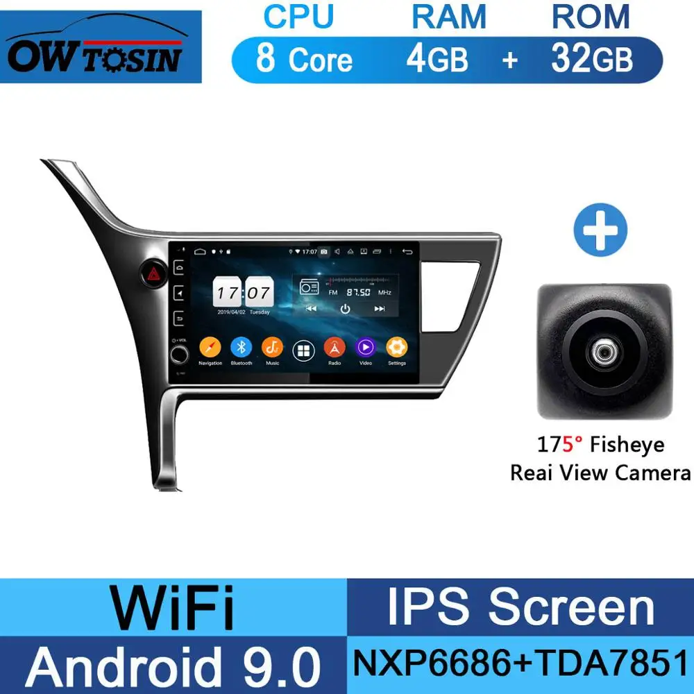 10," ips 8 Core 4G+ 64G Android 9,0 автомобильный DVD плеер gps мультимедийное радио для Защитные чехлы для сидений, сшитые специально для Toyota Corolla LHD CarPlay попугай - Цвет: 32G Fisheye Camera