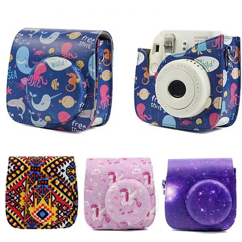 

PU leather Camera Bag For Fujifilm Instax Mini8 Mini8s 9 Starry sky Bohemian Pattern Pouch Case For Polaroid Camera