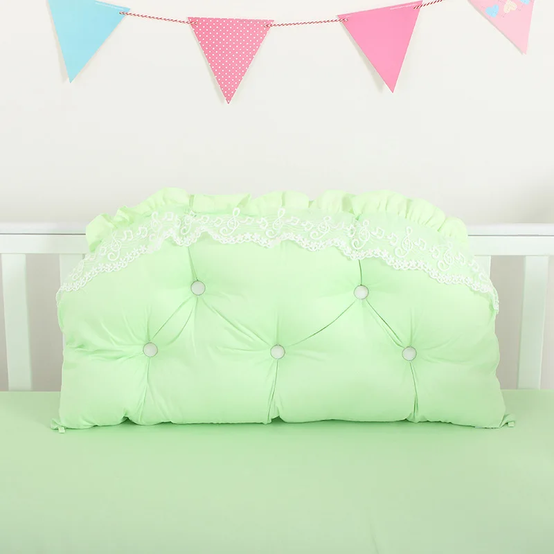 Baby Girls Bed Backrest Bumper Baby Bedside Cushion Cotton Lace Pillow Crib Protector Pillow Baby Room Bedroom Decoration (2)