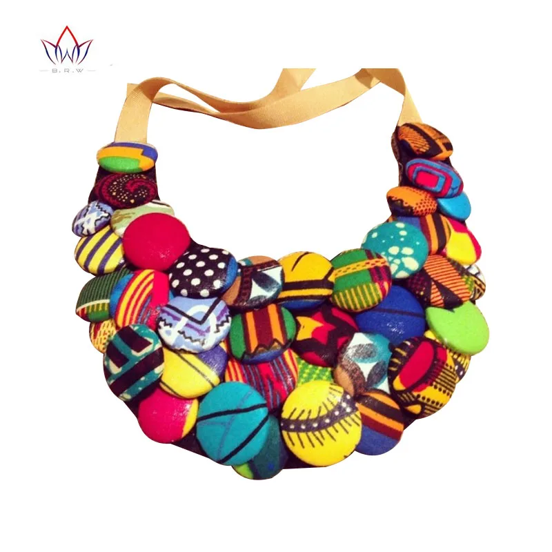 

Colourful African Button Necklace African Accessories for Women Bohemia Style Women Rope Chain Statement Necklace WYS16