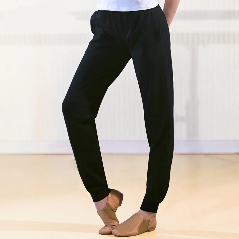 Adult Ladies Mid Waist Casual Ballet Dance Pants Women Black Hiphop