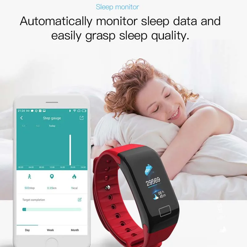 Greentiger F1 Plus Smart band Blood Pressure Waterproof Color Screen Sports Smart Bracelet Heart Rate Monitor Smart Wristband