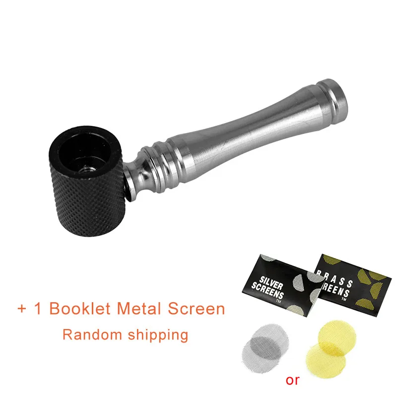 

Fashion Detachable Smoking Pipe Portable Metal Pipe Black Head and Sliver Smoke Tube - with a Metal Screen as Free Gift