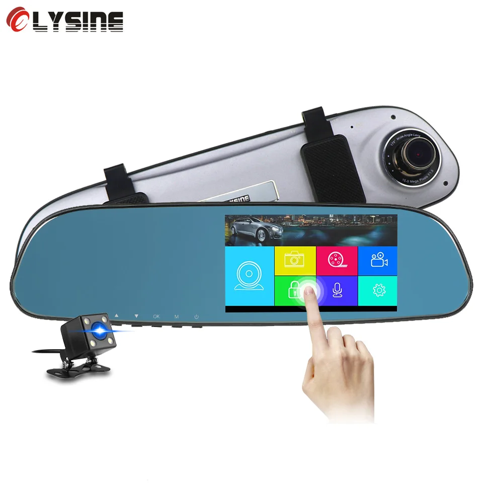 Olysine 5 ''сенсорный экран зеркало заднего вида DVR Full HD 1080P Автомобильный