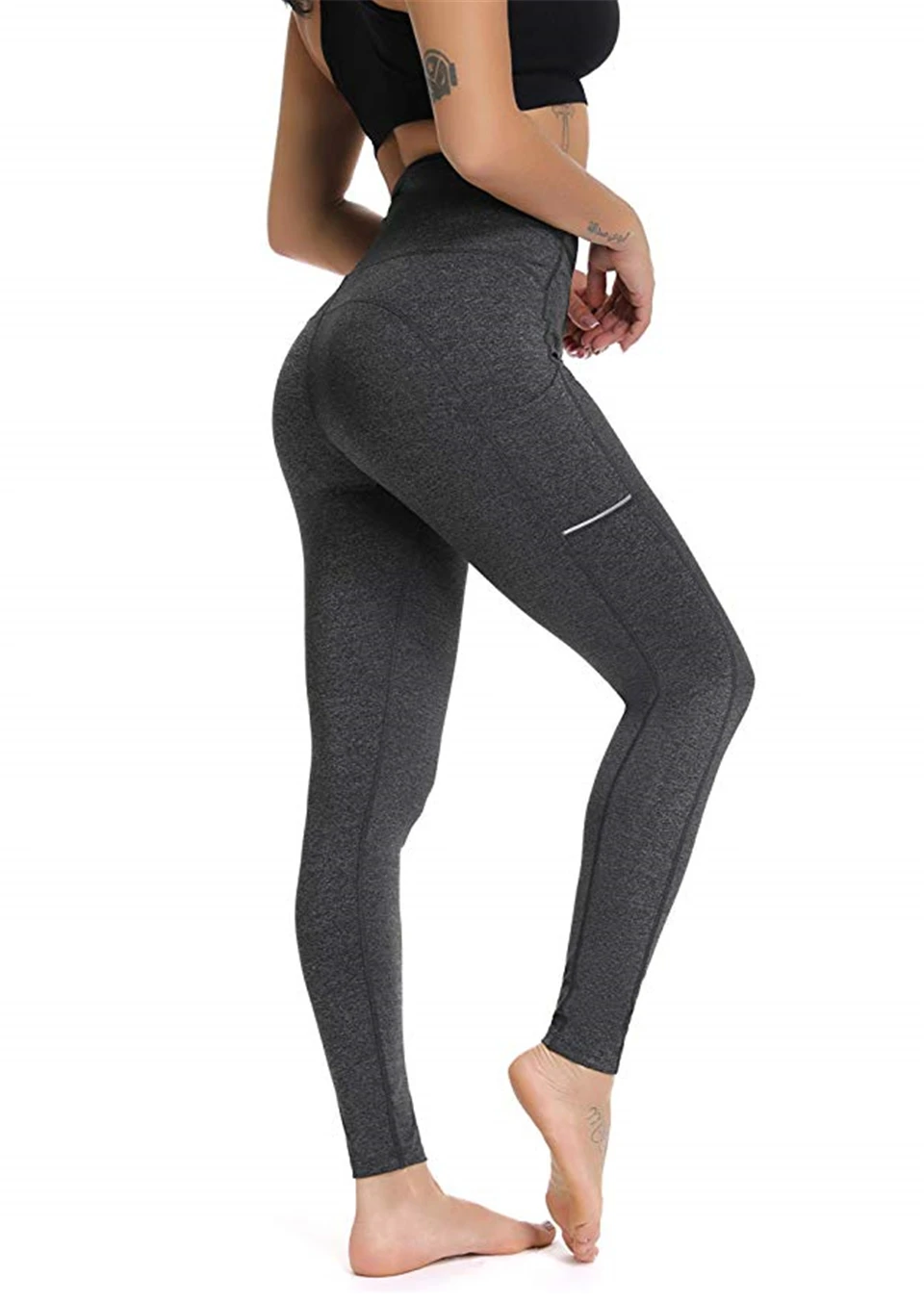 Leggings With Pocket Women Gym Tights Push Up Running Pants Workout High Waist Active Wear Yoga Pants Tummy Control Leggings