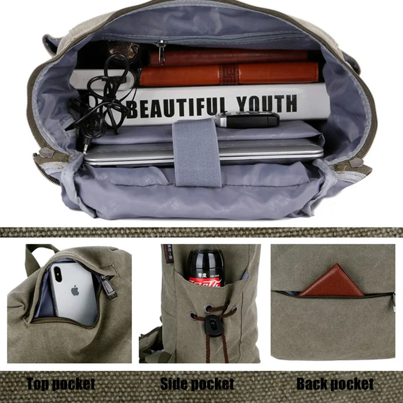 Мужской брезентовый Рюкзак с usb-зарядкой и буквенным принтом, рюкзак для ноутбука, тактические армейские сумки для путешествий, походов, альпинизма XA218WD