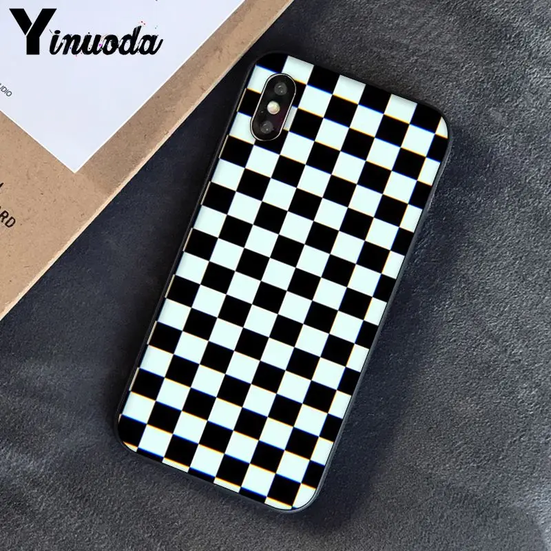 Клетчатый чехол Yinuoda в шахматную клетку для телефона iphone SE 2020 8 7 6 6S 6Plus X XS MAX 5 5S XR