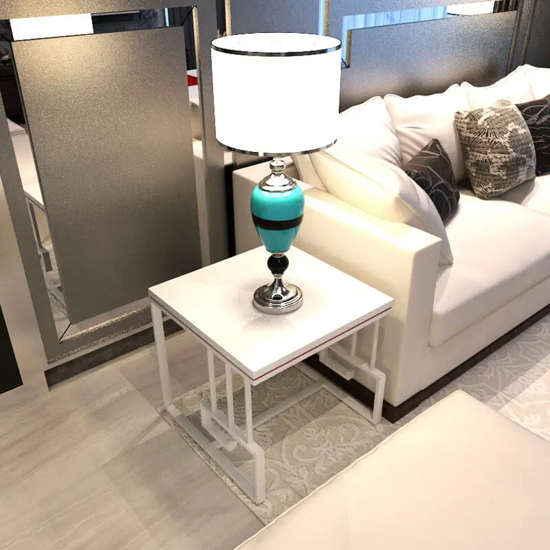 Modern minimalist living room small assemble tea table sofa side cabinet table corner small glass side table