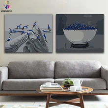 DIY цветные картинки по номерам с цветами синяя маленькая страна креативная Картина Рисунок Живопись по номерам обрамленная домашняя