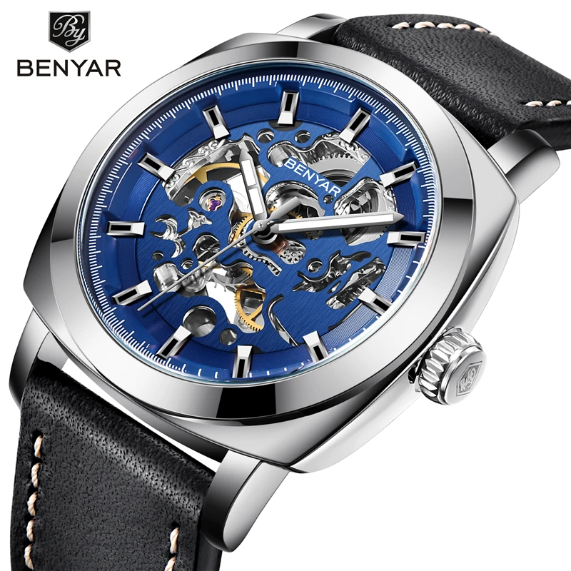 

BENYAR 2019 New Luxury Casual Clock Men Automatic Watch Skeleton Business Watch Mechanical Relogio Male Montre Watch Mens Reloje