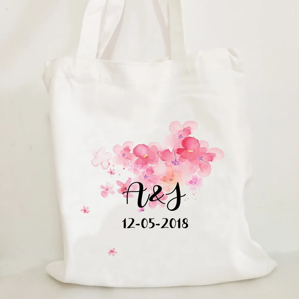 5pcs lot custom logo Wedding favor bachelorette party gifts Canvas bag bride personalized bridesmaid gift