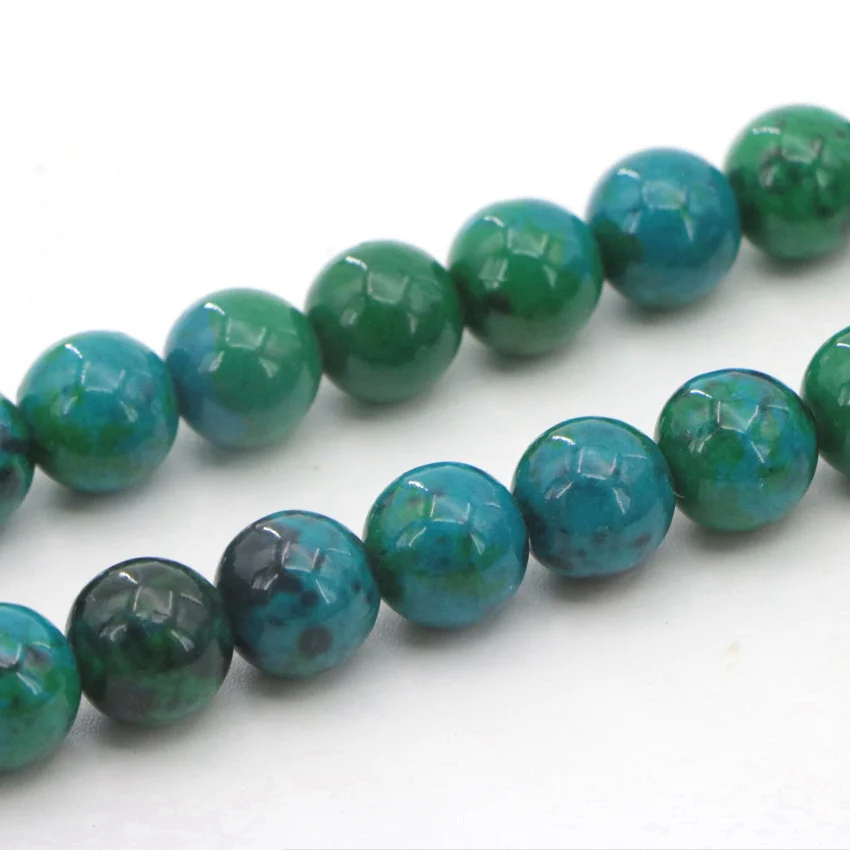 1 High Quality 4-14mm natural Dark green semi-precious Round ball Phoenix stone loose beads for DIY Fashion charms (13)