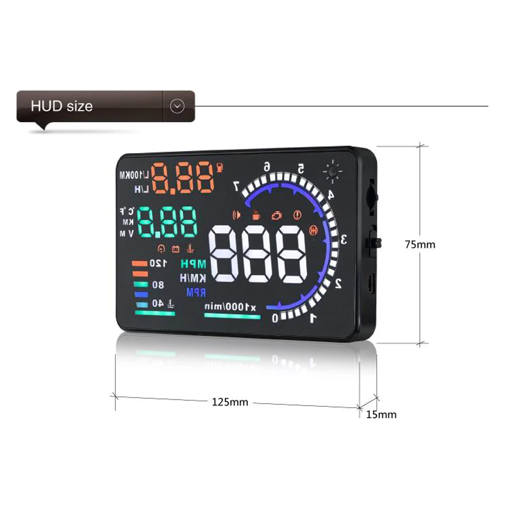 A8 5.5in автомобильный HUD Дисплей с разъемом OBDII Интерфейс авто параметры вождения проекция для Tesla модель 3 Bmw E46 E90 Ford