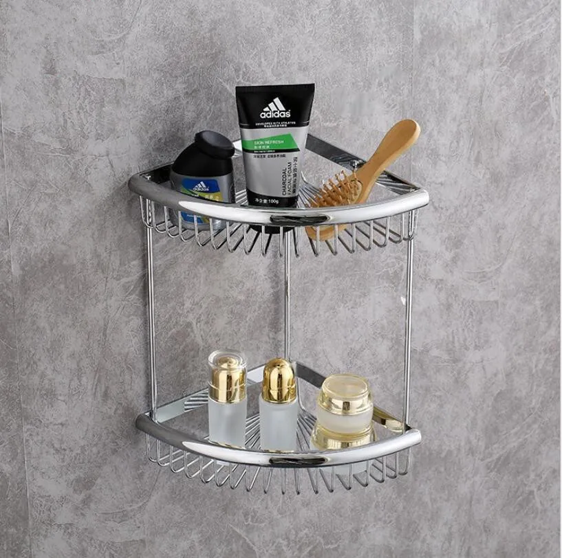 Wall Mounted Antique/Chrome Copper bathroom corner shelf ...