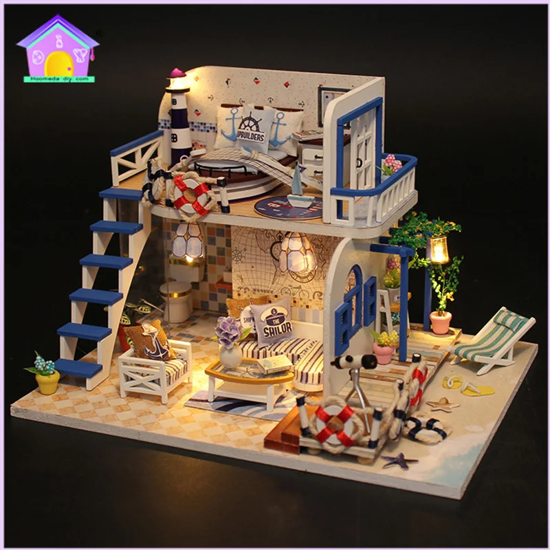 

DIY Miniaturowy Domek Doll House HQ 3D Wooden Doll Houses Beautiful Miniature Furniture Kit Toys For Children Gift