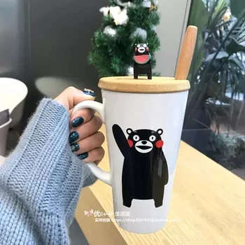 

2019 new Cartoon Creative Lovable Personality Large Capacity Office Ceramic Cup with Covered Spoon Male and Female Student Mark