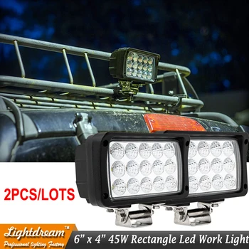 

45W LED Work Light 6x4 Spot Flood Driving Lamp 12V 24V for Car Boat Marine Truck Wrangler SUV ATV IP67 Waterproof 3300Lm x2pcs