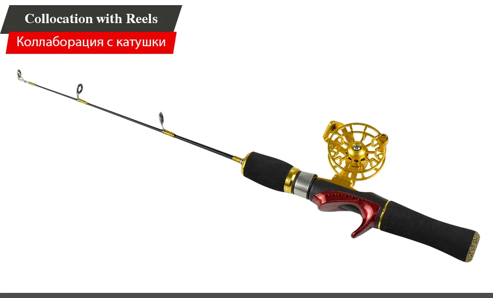 GLUREE FRP Winter Ice Fishing Rod 2 Section CastingSpinning Fishing Pole Ultralight Stitching Tackle Fish Accessories 52CM 66CM (13)