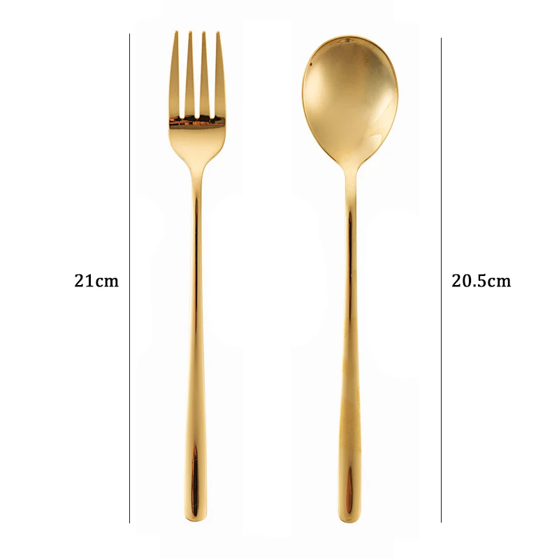 TUUTH 2Pcs set Stainless Steel Golden Cutlery Set Dinnerware Steak Cutlery Western Tableware Fork Dinner Tools B5