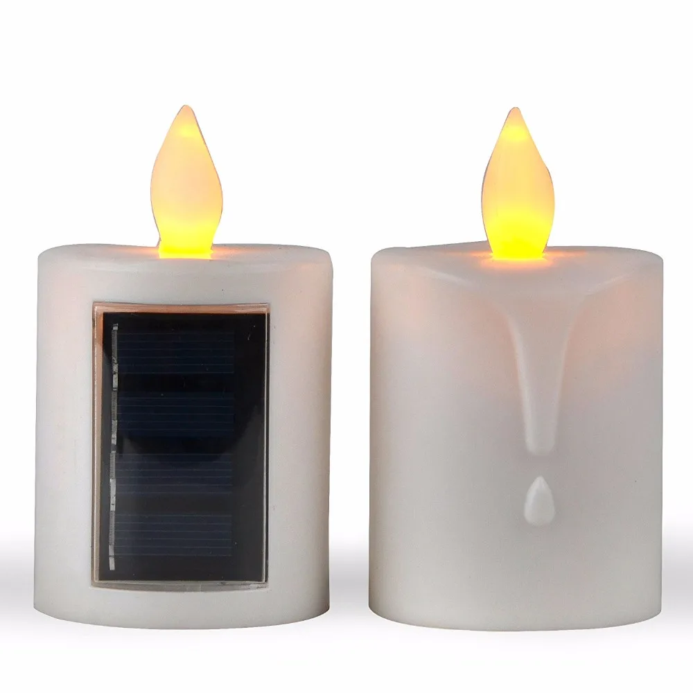 Solar Powered LED Candle Light Flameless Electronic Plastic LED Light