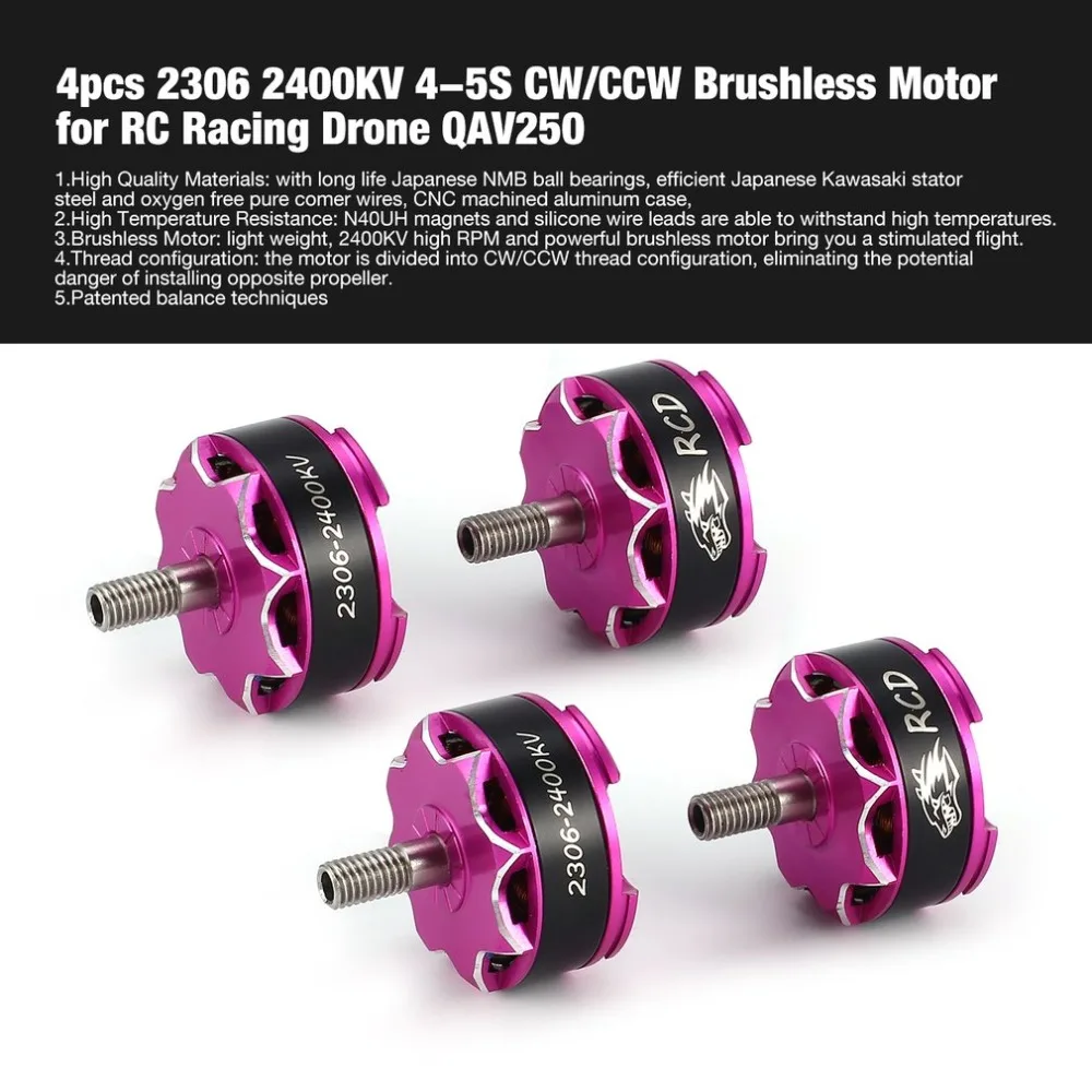 4pcs 2306 2400KV 4-5S CW/CCW Brushless Motor for RC Remote Control FPV Racing Drone Multicopter Propeller QAV250 DIY hi