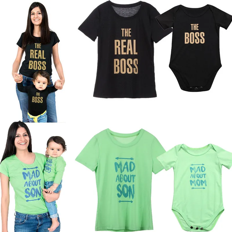 

Summer mommy and me clothes MOMMY T-Shirt KID BABY Boy Romper Matching Shirts Family Clothes Tee Tops