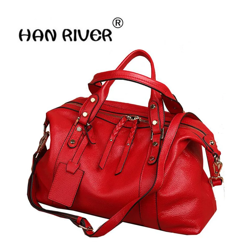 

HANRIVER 2018 Autumn and winter new fashion head layer leather shopping bag genuine leather simple leather shoulder bag