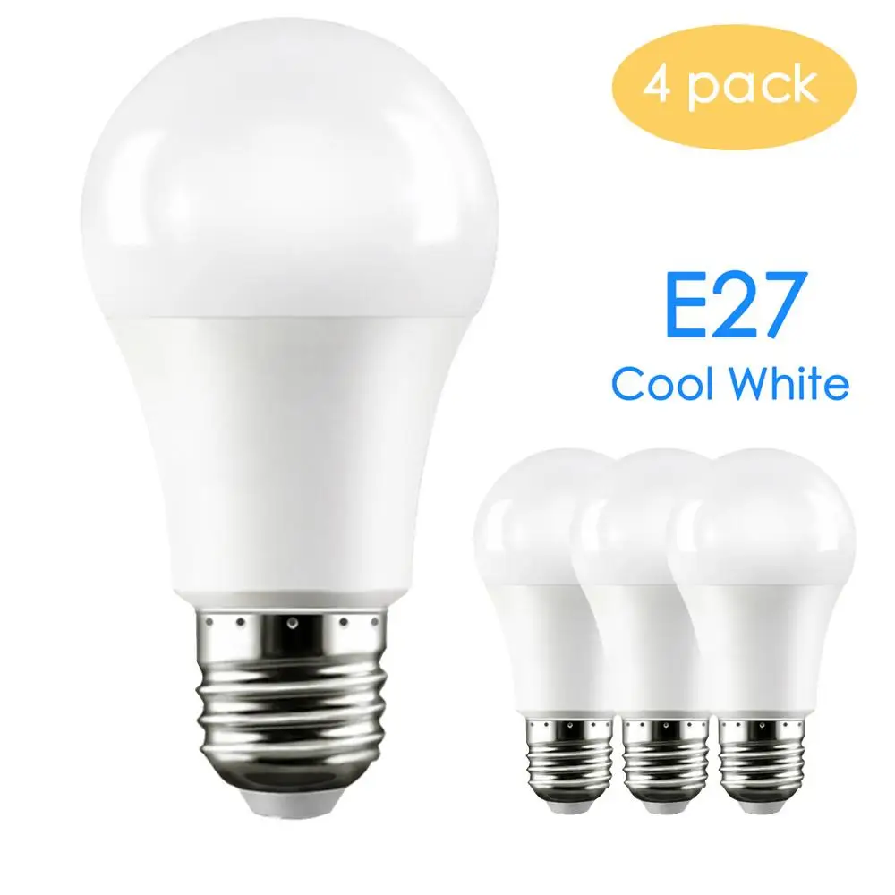4 шт E27 B22 дома резервный высокое Яркость реального Мощность 110-265 V Светодиодный белый свет лампы 5 W 7 W 9 W 12 W 15 W 18 W свет лампы Smart IC - Испускаемый цвет: E27 CW