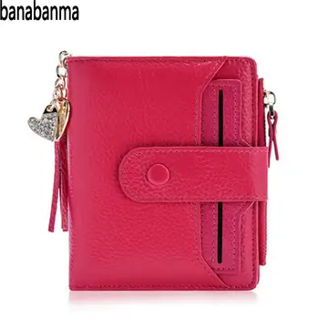 

Banabanma Women's Wallet Mini Genuine Leather Bifold Wallet with ID Window Card Sleeve Anti RFID Clutch Coin Purse Women ZK50