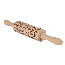 Кошка узор деревянная Скалка тесто ролик инструмент для выпечки хлеба кремовый торт антипригарным Z30