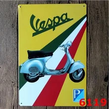 Cartel de hojalata vintage de 20x30 cm, decoración de pared, póster para Bar de Metal Retro, Vespa de motocicleta de Motor