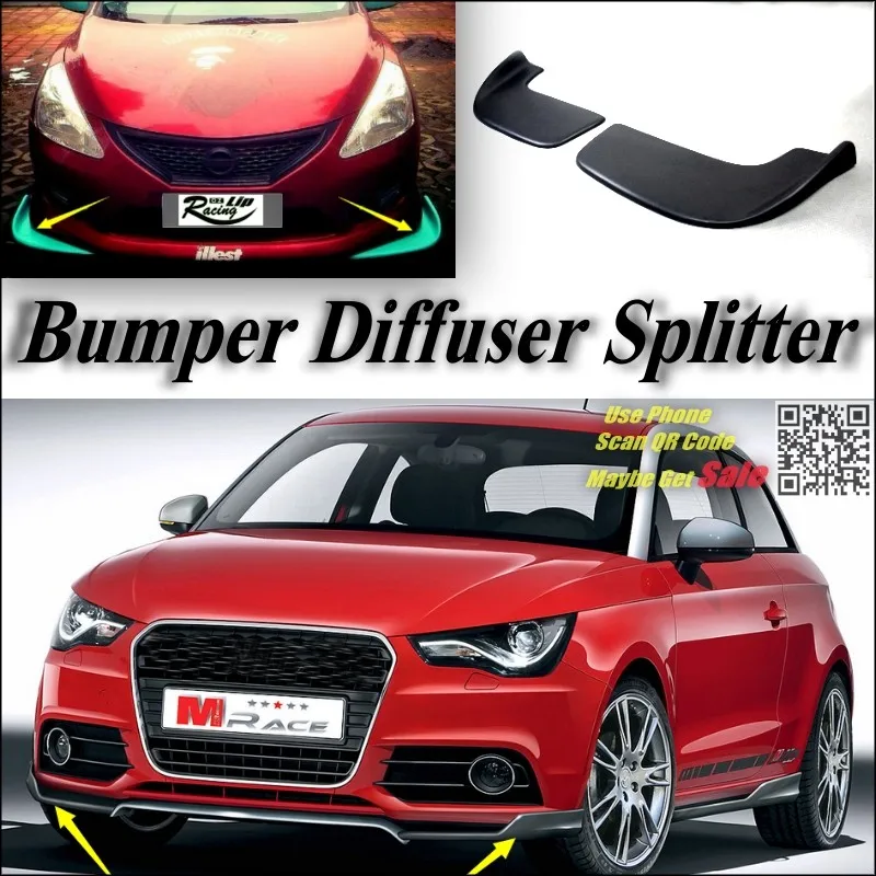 For Audi A1 Bumper Front Splitter Deflector Flap Fin Chin Diffuser