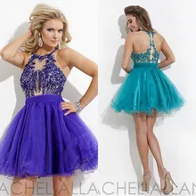 Nach Maß Ballkleid Kurze Cocktailkleider 2016 Pailletten Perlen Applique Zipper Zurück Rüschen Cocktailkleid
