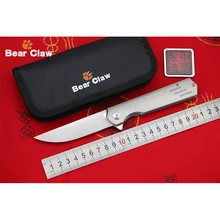 BEAR CLAW HARMONIOUS M390 blade Titanium Handle Flipper folding knife Outdoor Camping EDC tools Hunting Hiking pocket knives