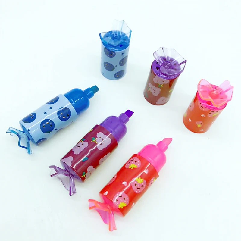 6 шт./лот, флуоресцентные мини-маркеры для конфет, цветные маркеры, милые детские подарки, материал, школьные офисные принадлежности