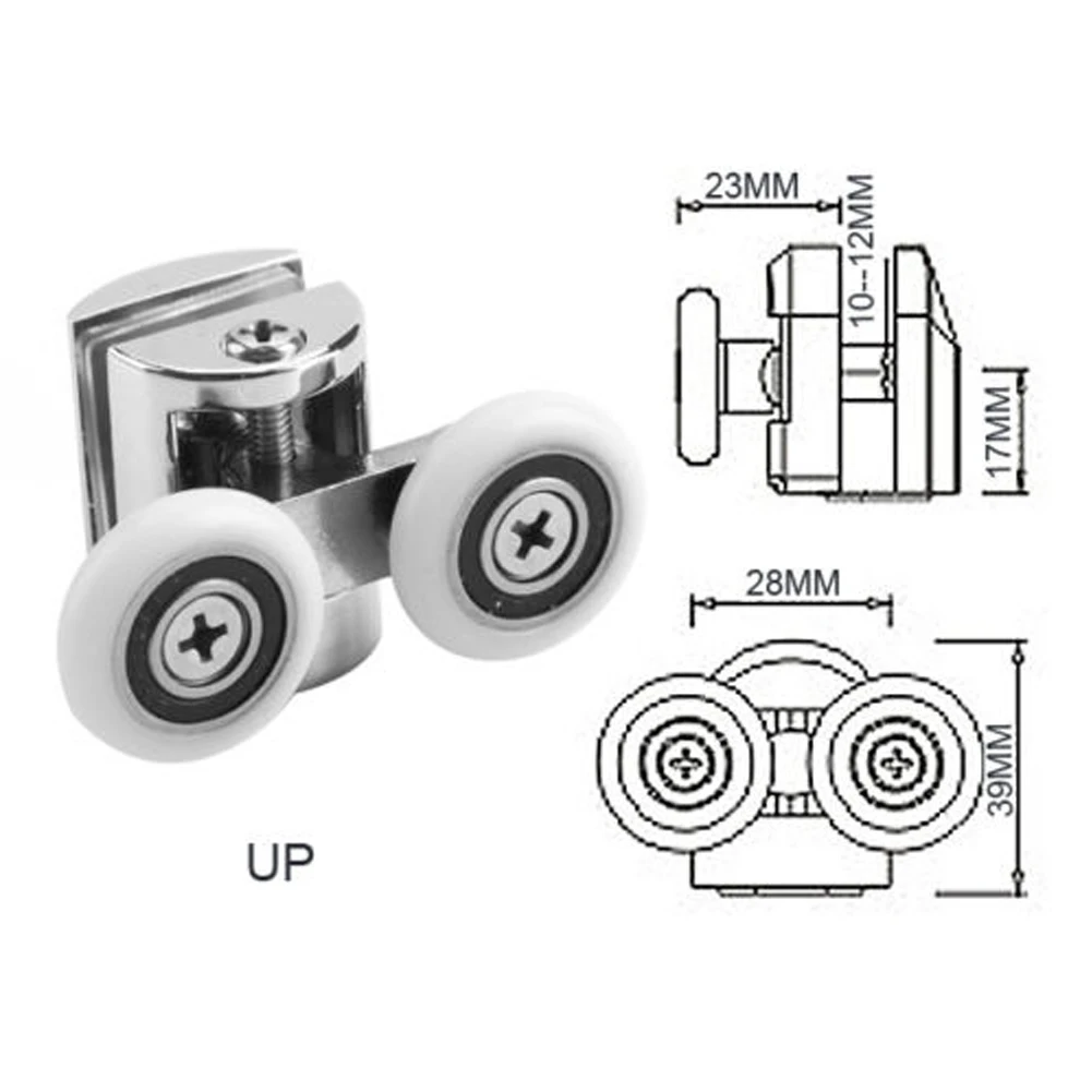 

New Arrival 4 Pcs bath Heavy Duty Zinc Alloy Cabins Pulley Shower Door Wheels Rollers Runners 2pcs top+2pcs bottom rollers set